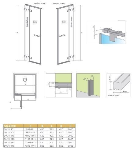 Radaway Arta DWJ II drzwi wnękowe wahadłowe z polem stałym prawe 140 chrom przeźroczyste easy clean 386444-03-01R + 386016-03-01R