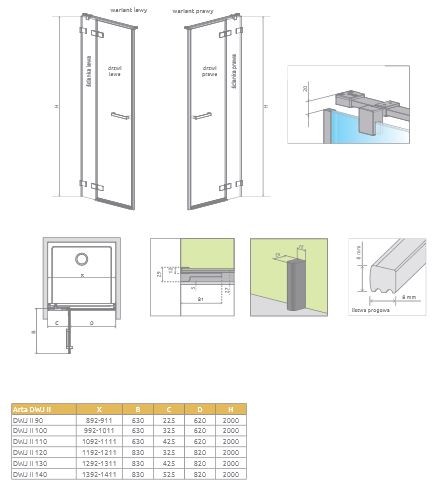Radaway Arta DWJ II drzwi wnękowe wahadłowe z polem stałym lewe 90 chrom przeźroczyste easy clean 386441-03-01L + 386011-03-01L