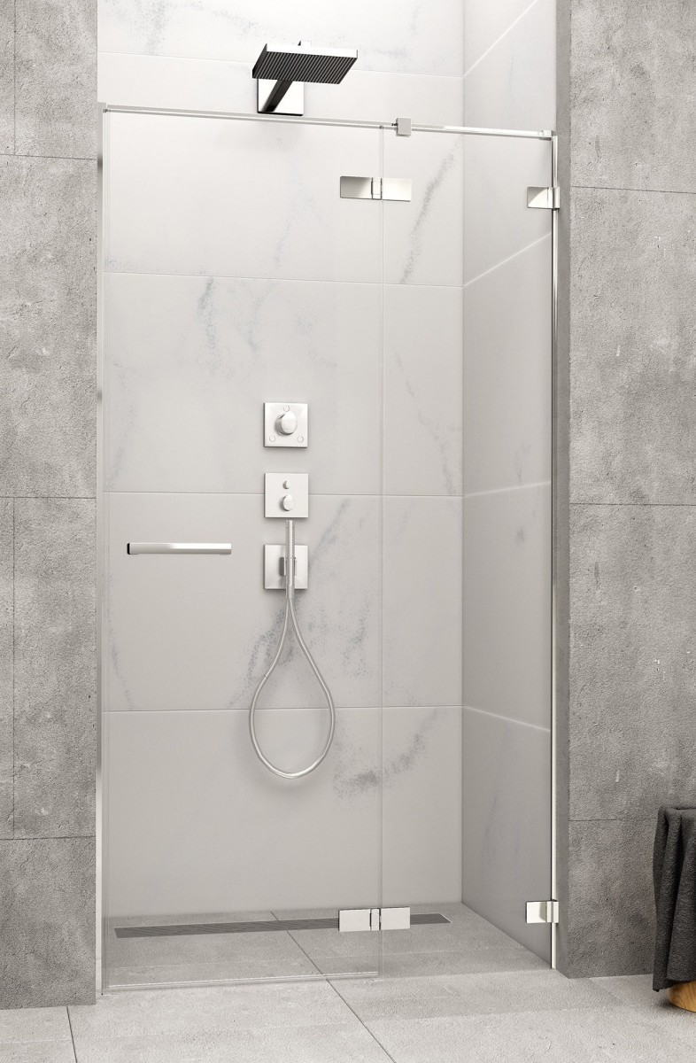Radaway Arta DWJ II drzwi wnękowe wahadłowe z polem stałym prawe 130 chrom przeźroczyste easy clean 386444-03-01R + 386013-03-01R
