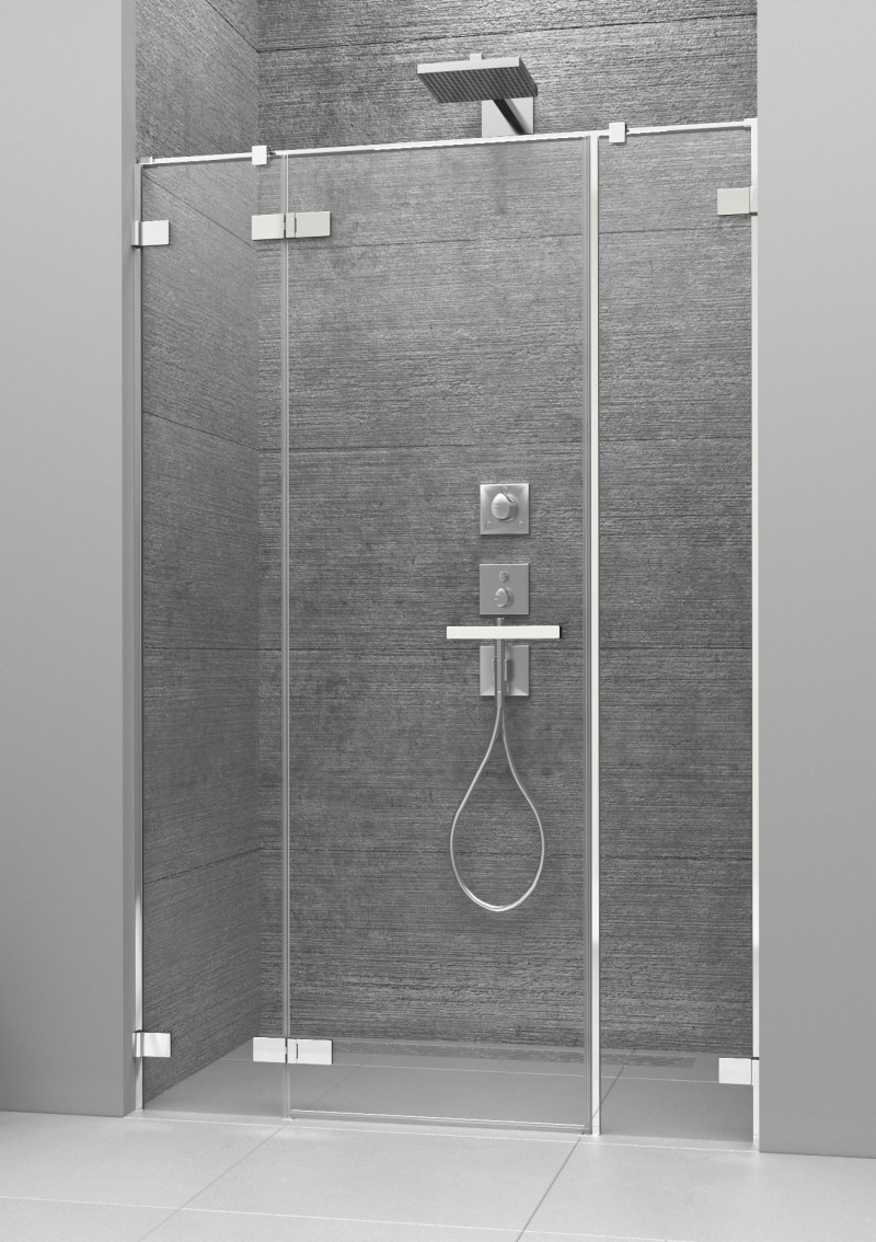 Radaway Arta DWJS drzwi wnękowe wahadłowe lewe 150 chrom przeźroczyste easy clean 386457-03-01L + 386122-03-01L