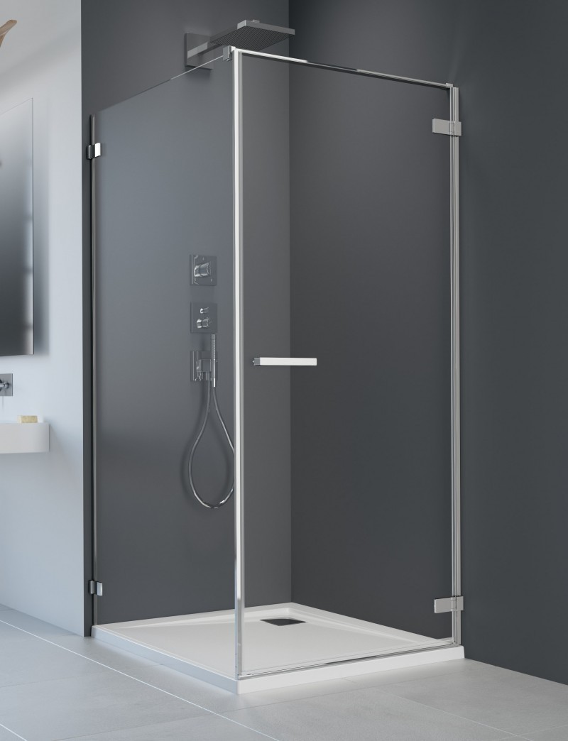 Radaway Arta KDJ I kabina prostokątna 80x120 drzwi otwierane prawe + ścianka chrom przeźroczyste Easy Clean 386081-03-01R + 386024-03-01