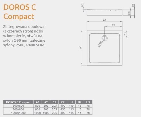 Radaway Doros D Compact brodzik prostokątny płaski 120x100 SDRD1210-05