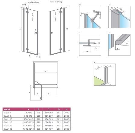 Radaway Fuenta New DWJ drzwi wnękowe otwierane 100cm lewe chrom Easy Clean 384014-01-01L