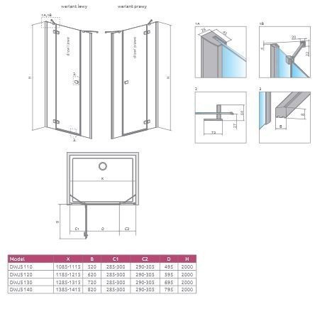 Radaway Fuenta New DWJS drzwi wnękowe otwierane 140cm prawe chrom przeźroczyste Easy Clean 384033-01-01R