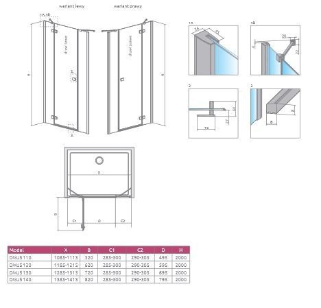 Radaway Fuenta New DWJS drzwi wnękowe otwierane 130cm lewe chrom przeźroczyste Easy Clean 384032-01-01L