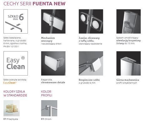 Radaway Fuenta New KDJ+S kabina trójścienna prostokątna 80x120x80 prawa drzwi otwierane chrom przeźroczyste Easy Clean 384024-01-01R + 2x 384051-01-01