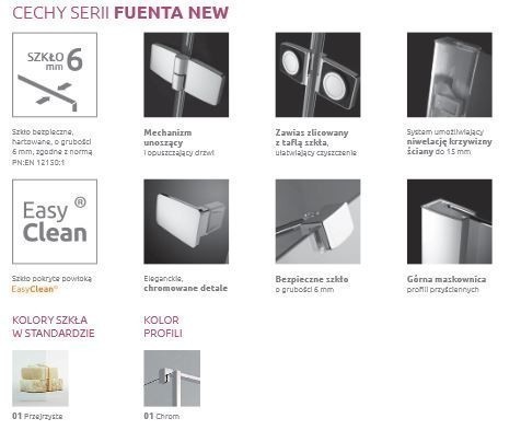 Radaway Fuenta New KDJ+S kabina trójścienna kwadratowa 90x90x90 prawa drzwi otwierane chrom przeźroczyste Easy Clean 384020-01-01R + 2x 384050-01-01