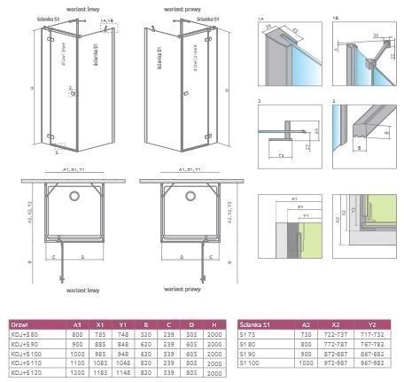 Radaway Fuenta New KDJ+S kabina trójścienna prostokątna 75x120x75 lewa drzwi otwierane chrom przeźroczyste Easy Clean 384024-01-01L + 2x 384049-01-01