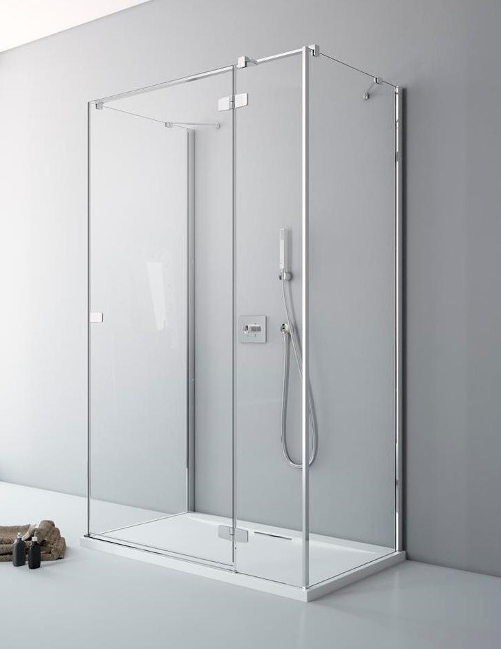 Radaway Fuenta New KDJ+S kabina trójścienna kwadratowa 90x90x90 prawa drzwi otwierane chrom przeźroczyste Easy Clean 384020-01-01R + 2x 384050-01-01