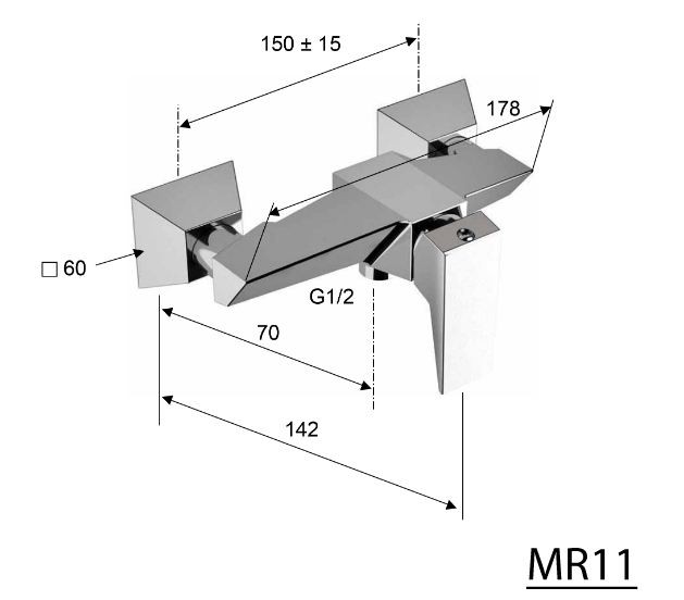 Sapho Morada bateria prysznicowa ścienna chrom MR11