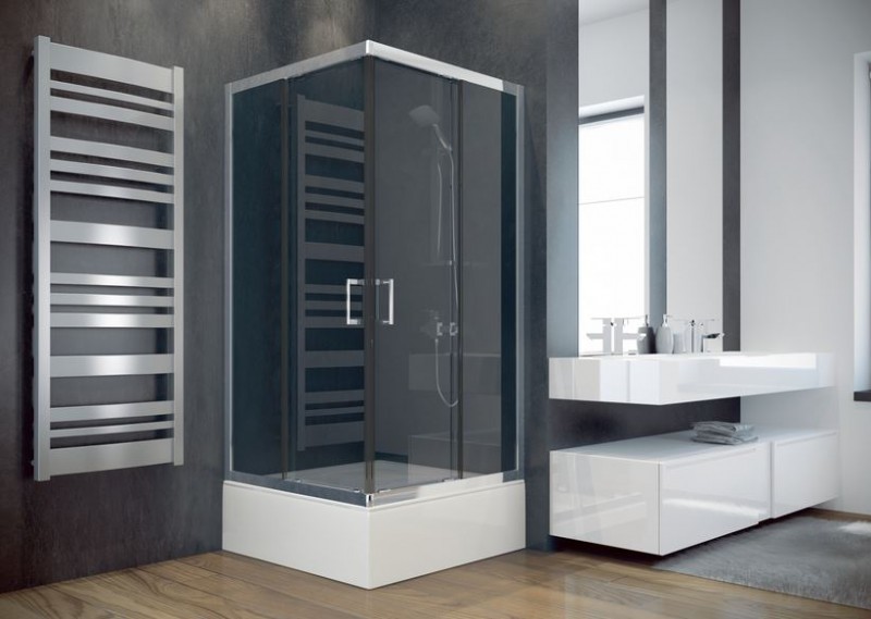 BESCO Modern 165 Kabina kwadratowa 90x90 drzwi przesuwane przeźroczyste