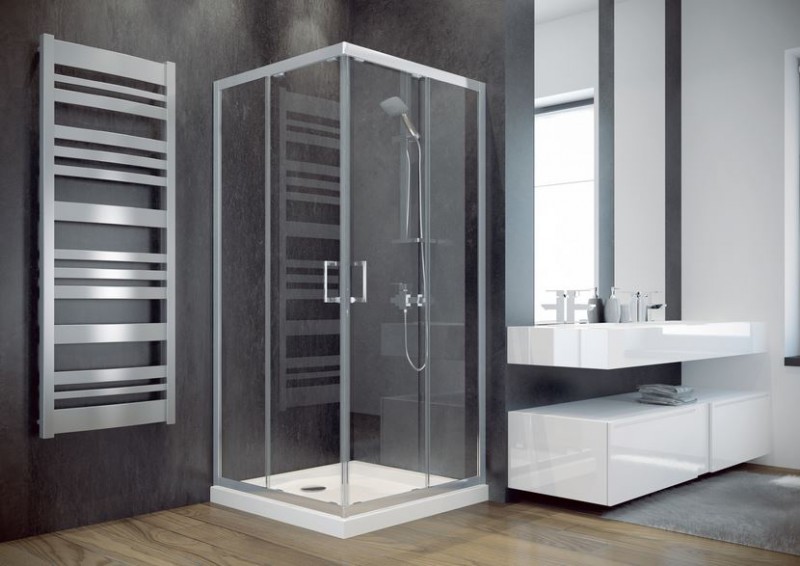 BESCO Modern 185 Kabina kwadratowa 90x90 drzwi przesuwane przeźroczyste
