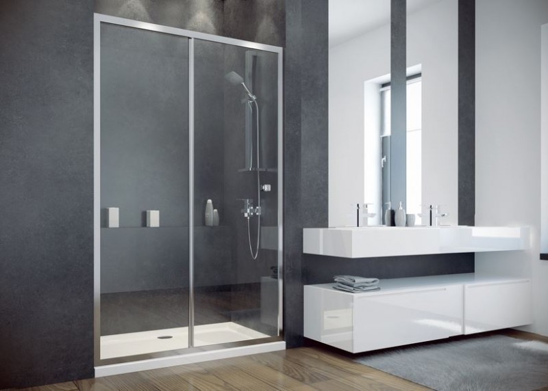 BESCO drzwi do wneki przesuwane 120 chrom przeźroczyste