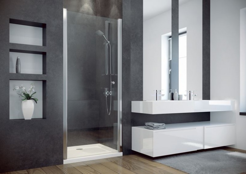 BESCO Sinco drzwi do wneki wahadłowe pojedyńcze 80 chrom przeźroczyste