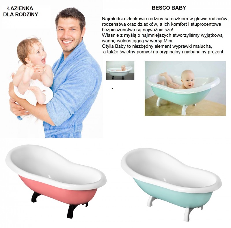 BESCO Otylia Baby mini wanna wanienka dla dziecka wolnostojąca 85x47 biały