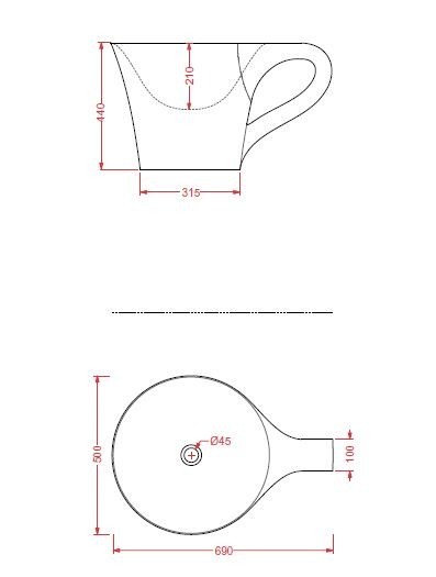 Artceram Cup umywalka nablatowa filiżanka 70x50 cm bało czarna livingtec OSL0050150