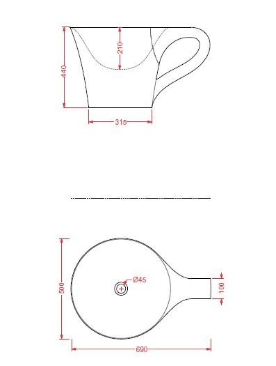 Artceram Cup umywalka nablatowa filiżanka 70x50 cm bała livingtec OSL005