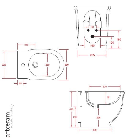 Artceram Hermitage bidet stojący retro biały HEB001
