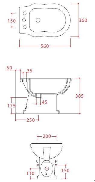 Artceram Hermitage bidet stojący retro biała HEB002