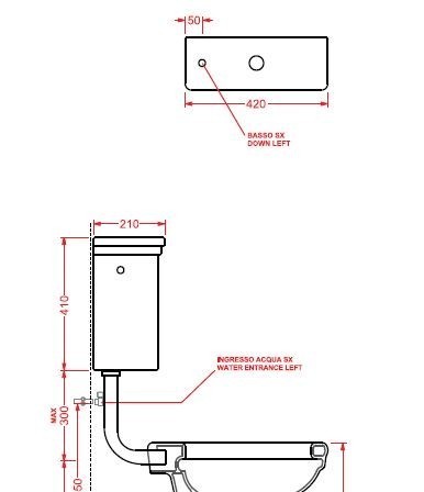 Artceram Hermitage mechanizm i rura do spłuczki typu dolnopłuk retro brąz bronzo HEA01372