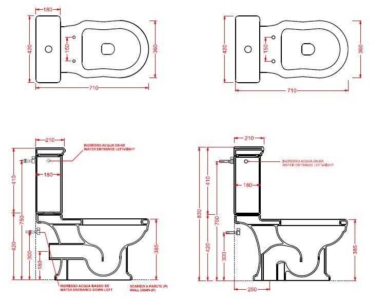 Artceram Hermitage muszla kompaktowa retro biała odpływ poziomy HEV004