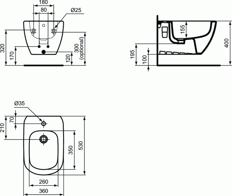 Ideal Standard Tesi bidet wiszący biały T355201