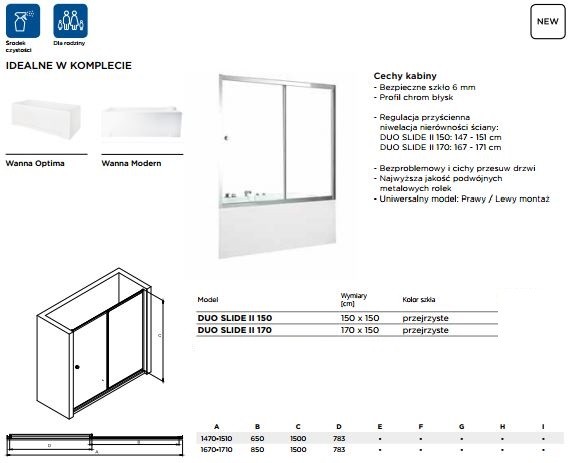 BESCO Duo Slide II Kabina nawannowa 150