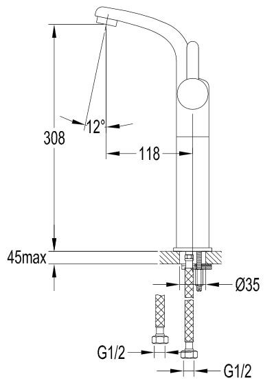 Omnires Darling bateria umywalkowa wysoka chrom DA5013CR