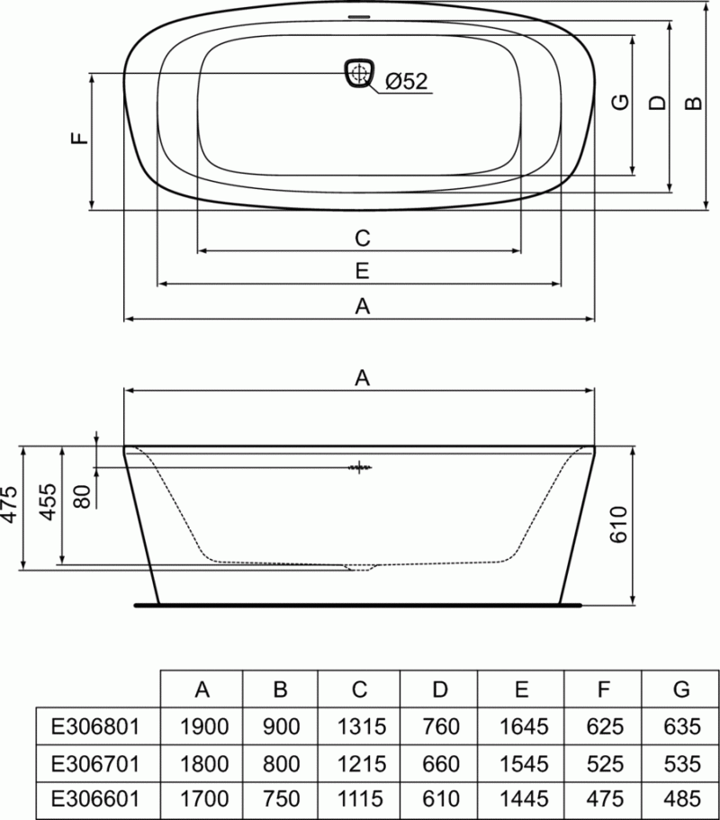 Ideal Standard Dea wanna wolnostojąca 170x75 biały E306601