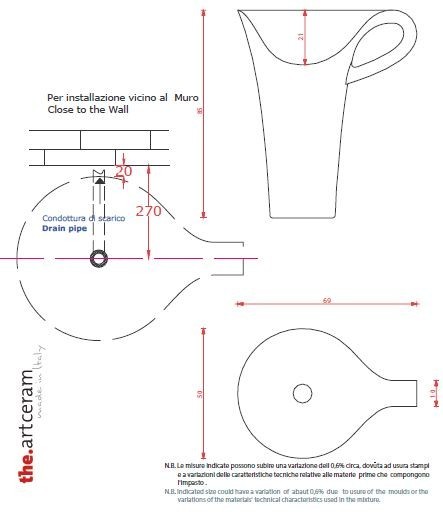 Artceram Cup umywalka wolnostojąca filiżanka 70x50 cm bało czarna livingtec OSL0040150