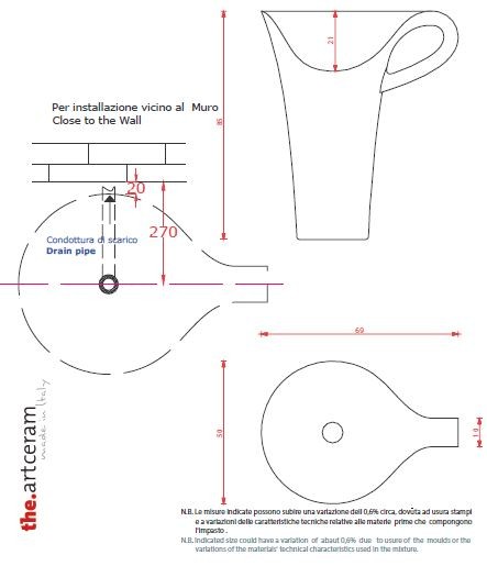 Artceram Cup umywalka wolnostojąca filiżanka 70x50 cm bała livingtec OSL004