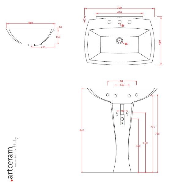 Artceram Jazz umywalka wisząca 70 cm biały JZL004