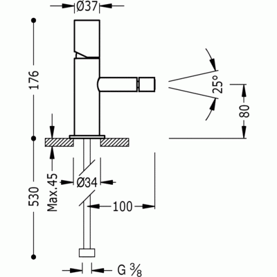 Tres Study Exclusive bateria bidetowa bez korka chrom 261.120.01