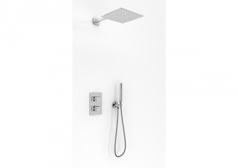 Kohlman Excellent zestaw podtynkowy termostatyczny z deszczownicą kwadratową 30x30 cm i słuchawką chrom QW432HQ30