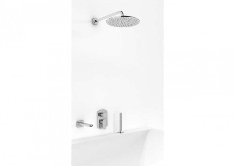 Kohlman Foxal wannowy zestaw podtynkowy z deszczownicą okrągłą 20x20 cm, wylewką i słuchawką na rant wanny chrom QW211FR20-009