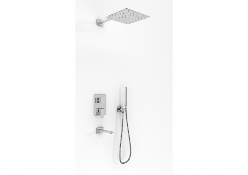 Kohlman Saxo wannowy zestaw podtynkowy z deszczownicą kwadratową 20x20 cm, słuchawką i wylewką chrom QW211SQ20