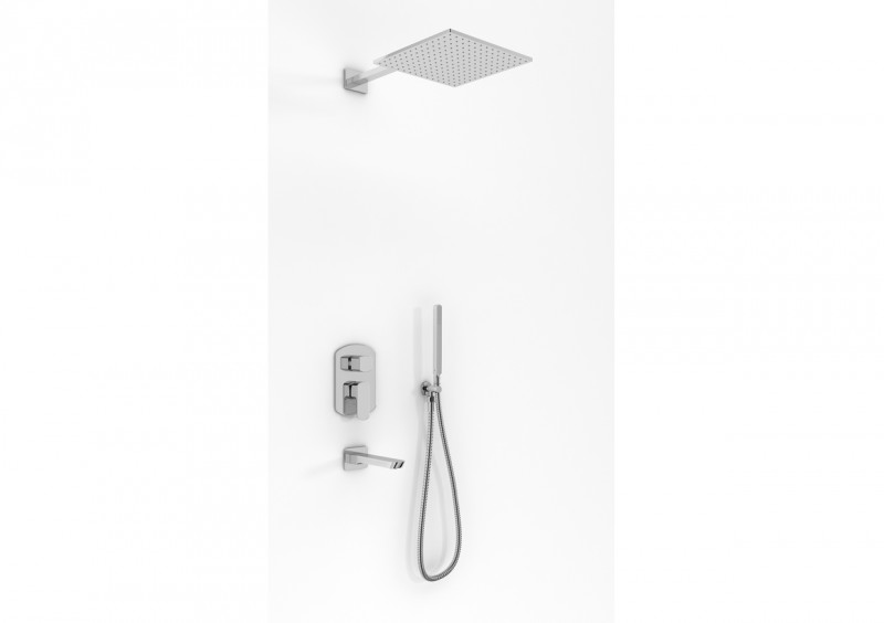 Kohlman Foxal wannowy zestaw podtynkowy z deszczownicą kwadratową 20x20 cm, słuchawką i wylewką chrom QW211FQ20