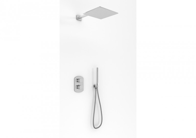 Kohlman Foxal zestaw podtynkowy termostatyczny z deszczownicą kwadratową 20x20 cm i słuchawką chrom QW432FQ20