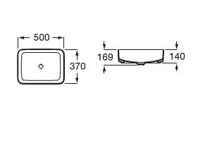 Roca Inspira Square umywalka nablatowa 50cm 50x37 A327530000