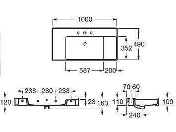 Roca Inspira Square umywalka blatowa 100cm 100x49 A32752A000