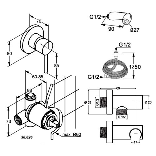 Kludi Bozz bidetka zestaw bidette bateria podtynkowa do bidetu 3899905-76