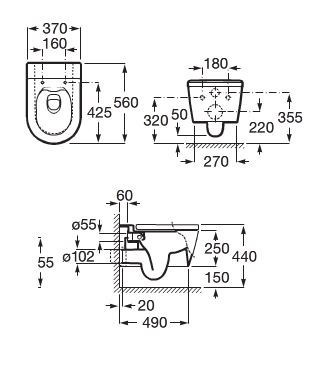 Roca Inspira Round Rimless muszla wisząca A346527000