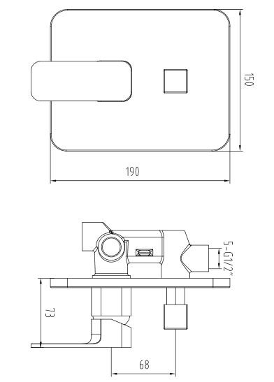 Omnires Apure bateria wannowa podtynkowa chrom AP2235CR