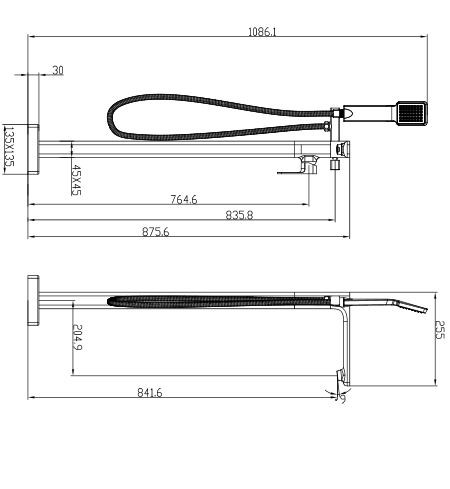 Omnires Apure bateria wannowa wolnostojąca chrom AP2233CR