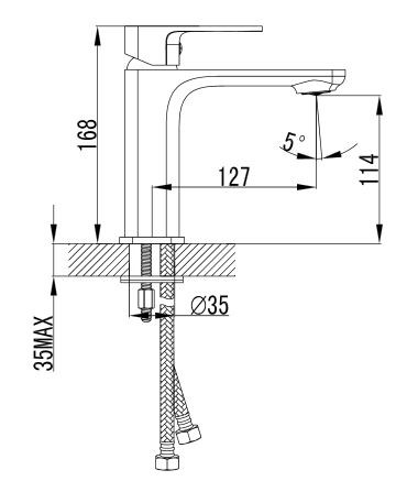 Omnires Apure bateria umywalkowa stojąca chrom AP2210CR