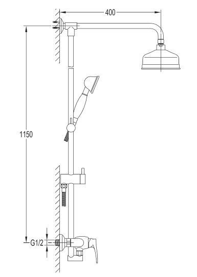 Omnires Art Deco system prysznicowy natynkowy mosiądz antyczny AD5144ORB