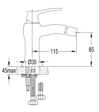 Omnires Art Deco bateria bidetowa stojąca chrom AD5120CR