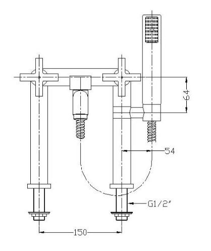 Omnires Modern bateria wannowa 2-otworowa stojąca chrom C304-HCR