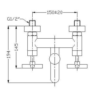 Omnires Modern bateria wannowa natynkowa chrom C304CR