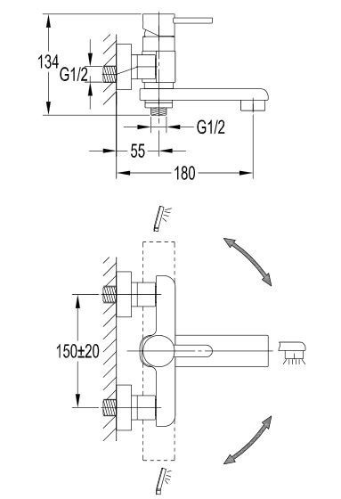Omnires Darling bateria wannowa kompletna czarna DA5031BL